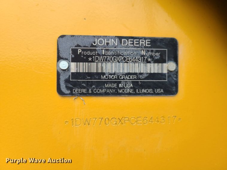 image for item GX9304 2012 John Deere 770G  motor grader