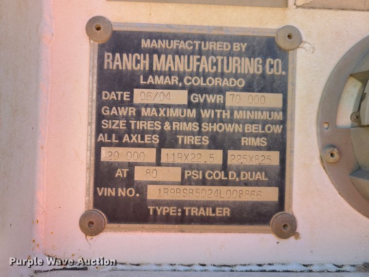 image for item GX9308 2004 Ranch bottom dump trailer