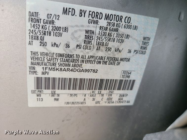 image for item GX9317 2013 Ford Explorer Police Interceptor  SUV