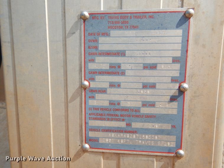 image for item HO9823 2007 Travis walking floor trailer