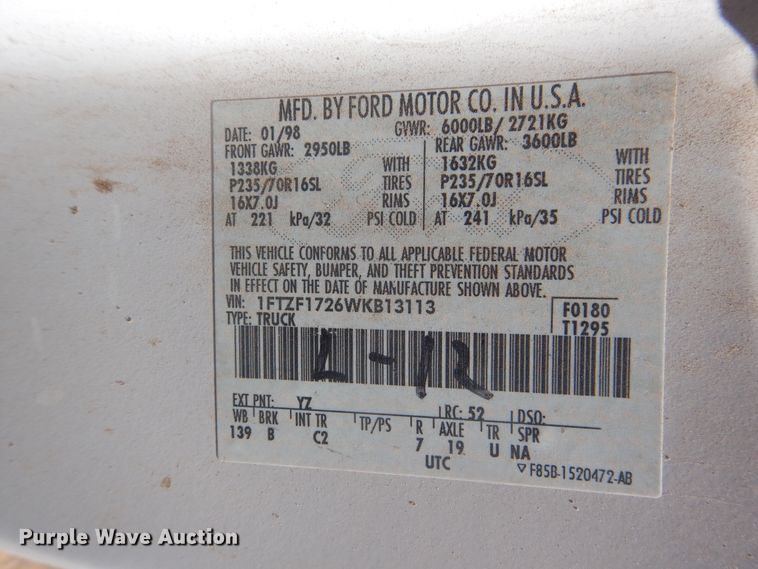 image for item HO9865 1998 Ford F150  pickup truck