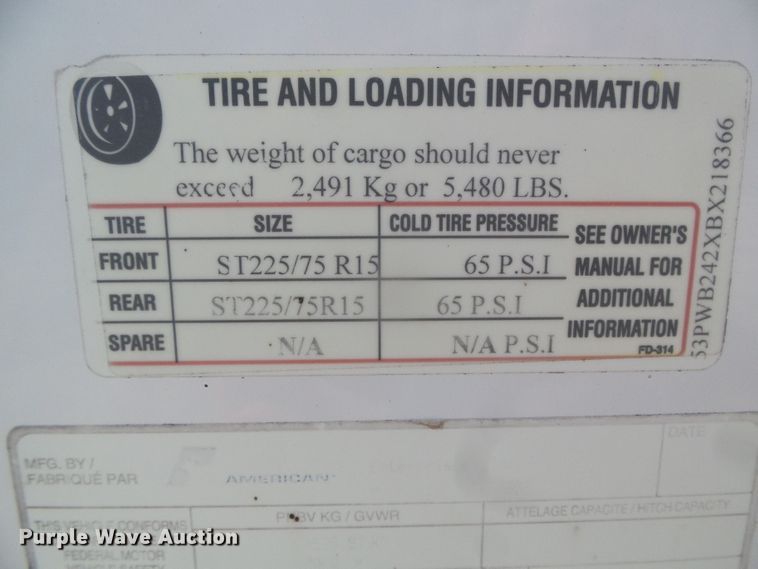 image for item DD0399 2011 Pace American enclosed cargo trailer