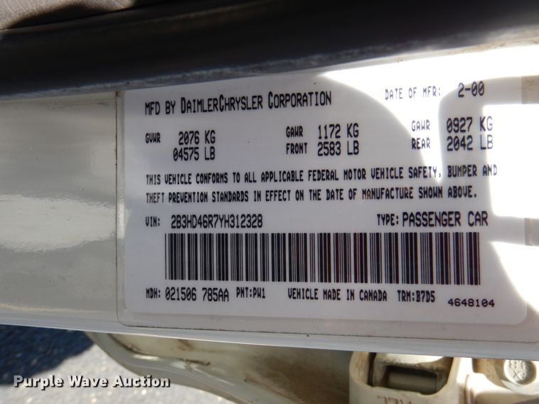 image for item DE2454 2000 Dodge Intrepid