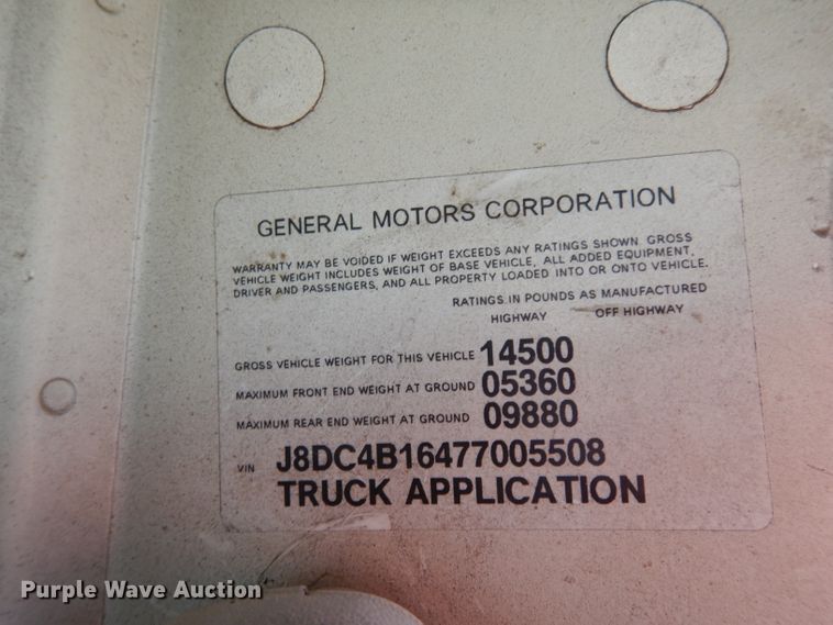 image for item DG6885 2007 GMC W4500  box truck