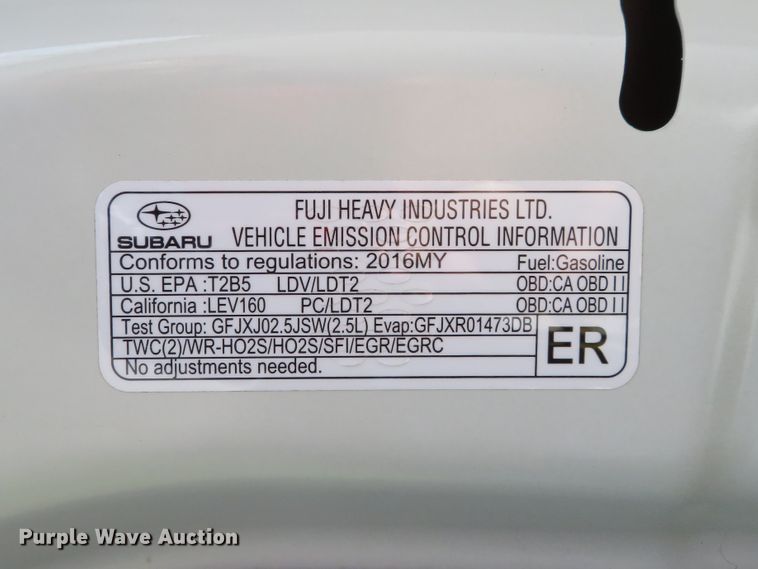 image for item DH1102 2016 Subaru Outback  passenger vehicle