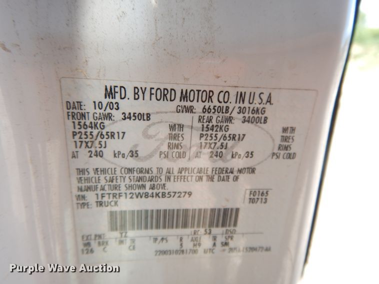 image for item DJ3478 2004 Ford F150  pickup truck