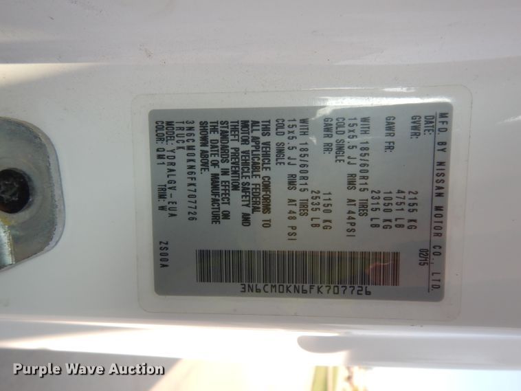 image for item DJ4312 2015 Nissan NV200SV  van