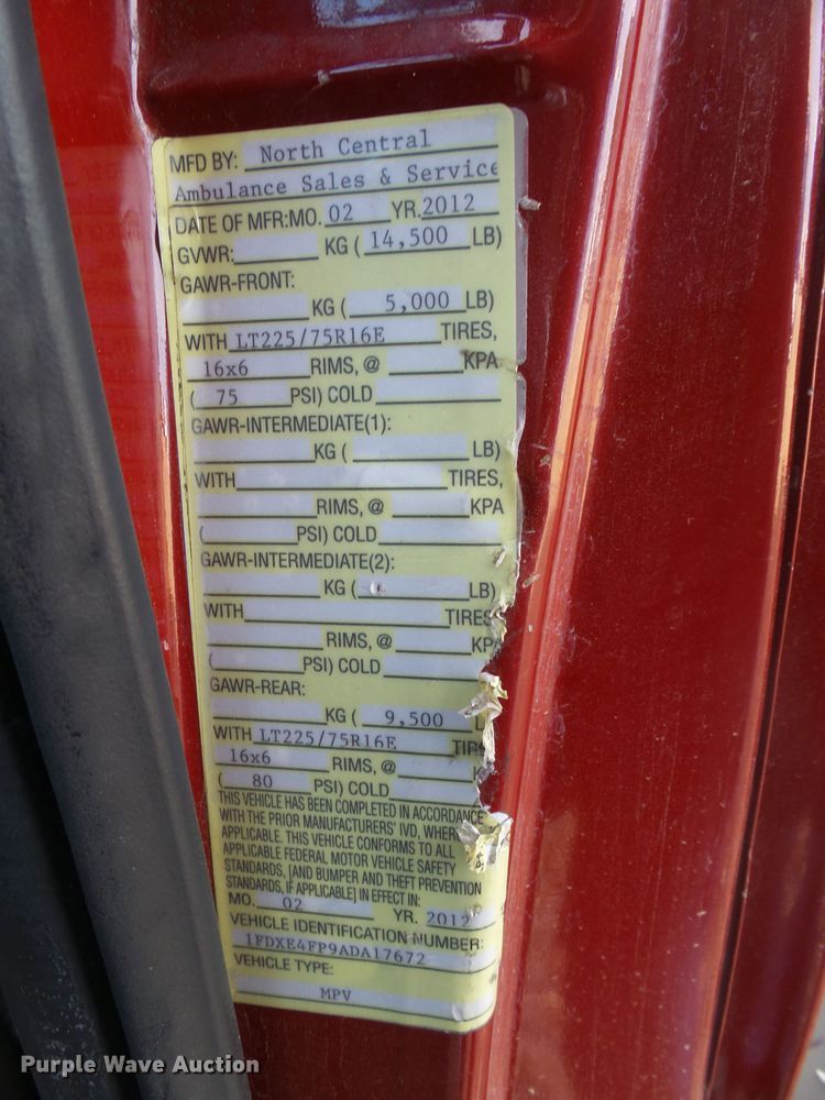 image for item DX9232 2010 Ford Econoline E450  ambulance