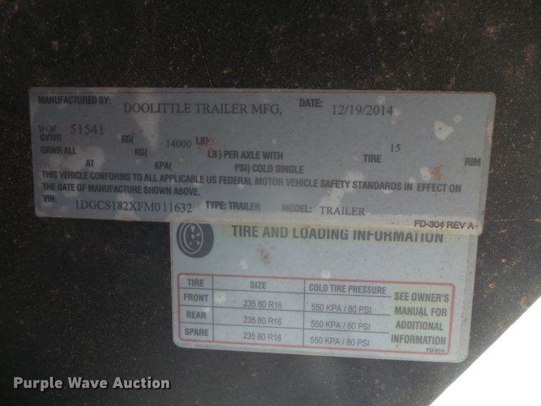 image for item EL9198 2015 Doolittle enclosed cargo trailer