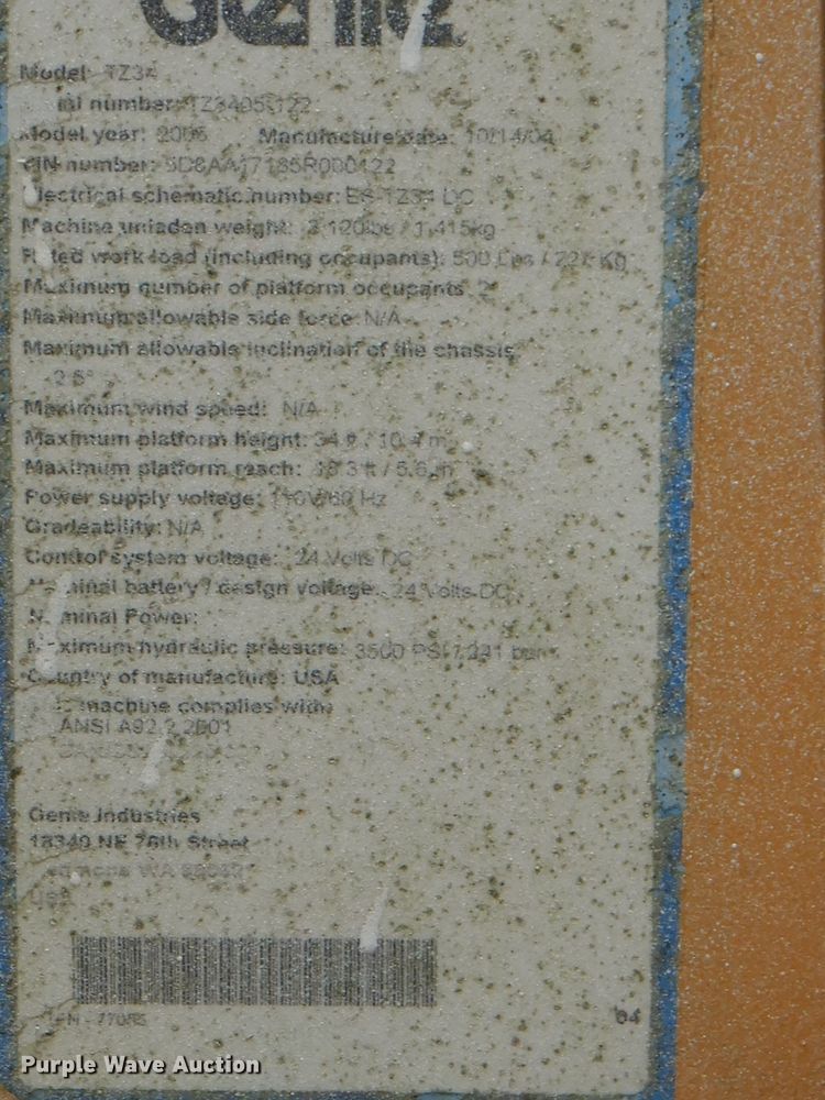 image for item FN9309 2005 Genie TZ34  boom lift