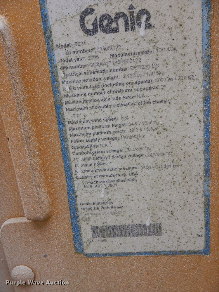 image for item FN9309 2005 Genie TZ34  boom lift