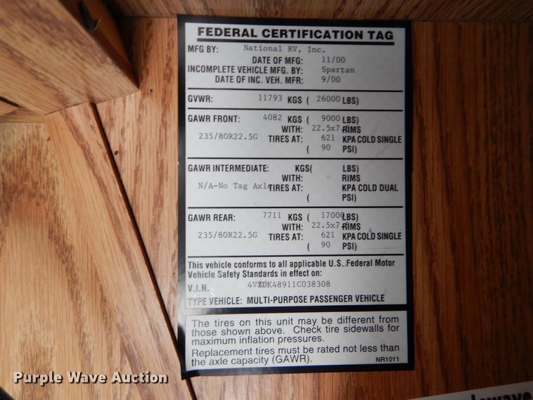 image for item GM9098 2001 Spartan Marlin  RV