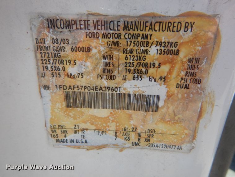 image for item GV9118 2004 Ford F550 Super Duty XL  utility truck