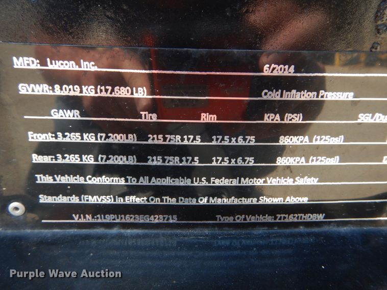 image for item GV9176 2014 Lucon tilt deck equipment trailer