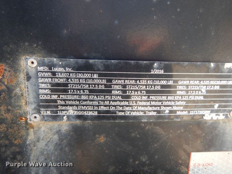 image for item GV9177 2016 Lucon equipment trailer