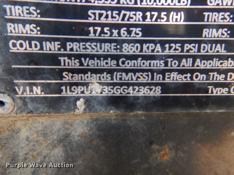 image for item GV9177 2016 Lucon equipment trailer