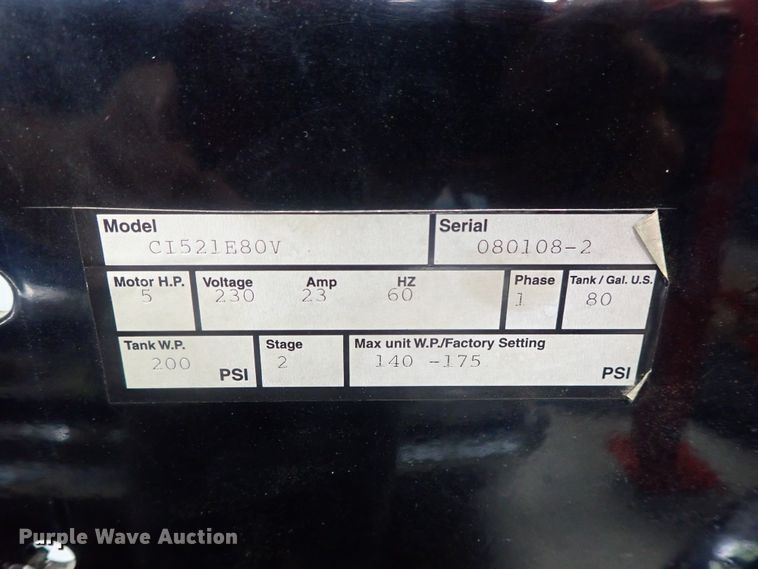 image for item GV9592 American Industrial CI521E80V air compressor