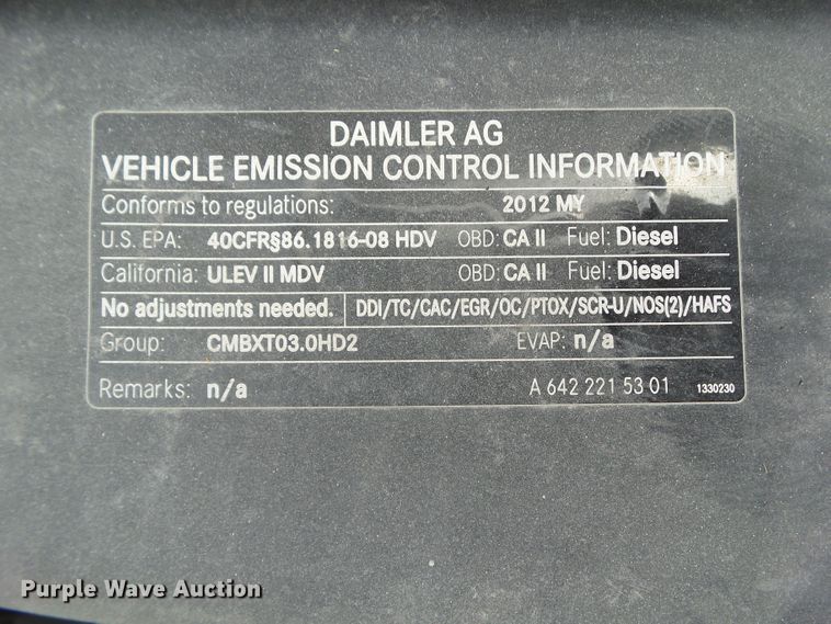 image for item GX9168 2012 Freightliner Sprinter 3500  box truck