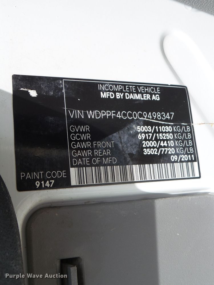 image for item GX9168 2012 Freightliner Sprinter 3500  box truck