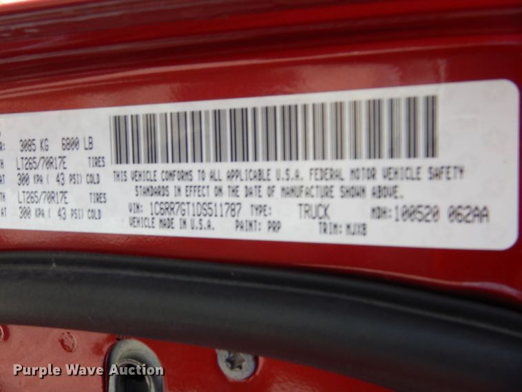 image for item HB9351 2013 Dodge Ram 1500  Quad Cab pickup truck