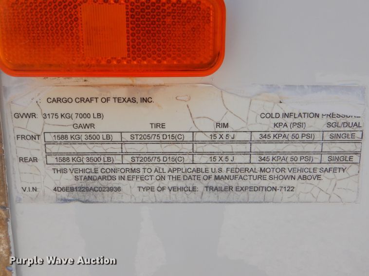 image for item HJ9833 2010 Cargo Craft enclosed cargo trailer