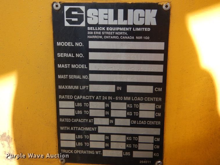 image for item HJ9859 Sellick S80  forklift