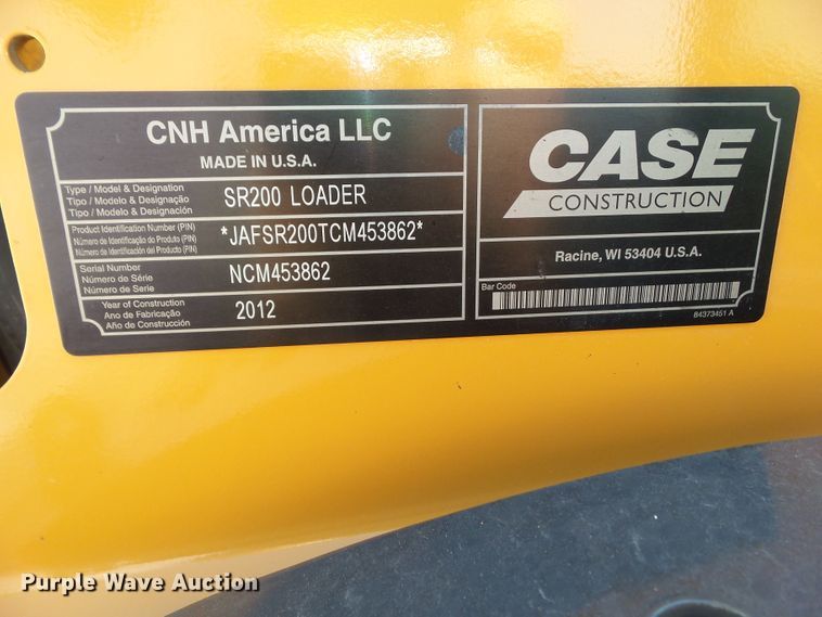 image for item DF0856 2012 Case SR200  skid steer loader