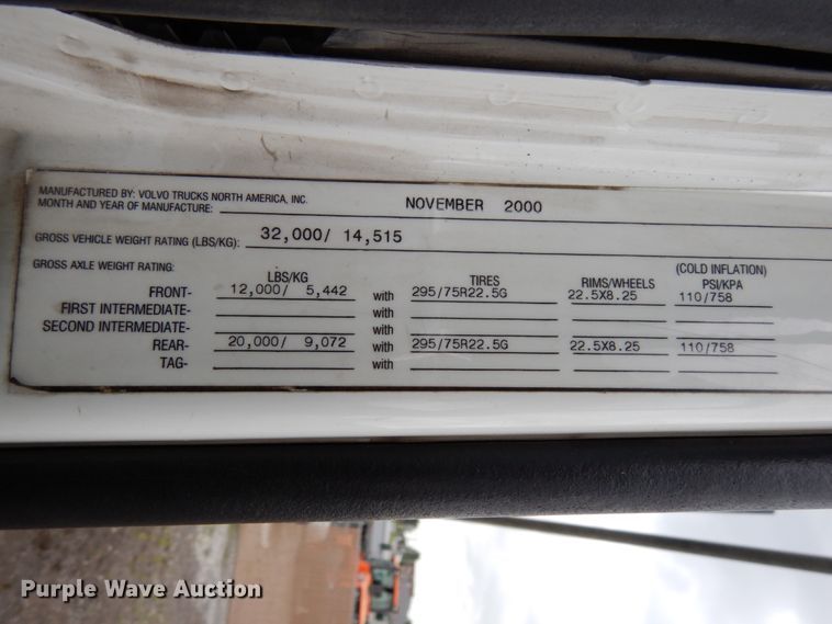 image for item DH6569 2001 Volvo VNM42T  dump truck