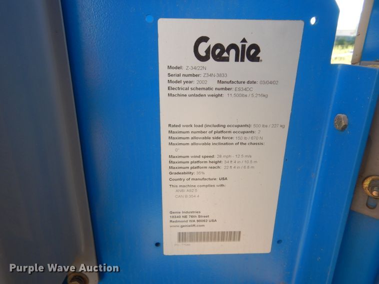 image for item FK9409 Genie Z34/22N  boom lift