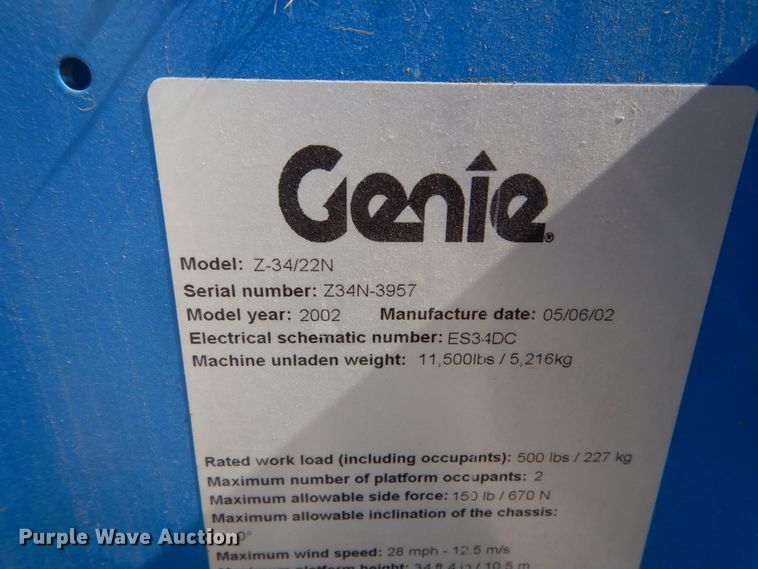 image for item FK9411 Genie Z-34/22N  boom lift