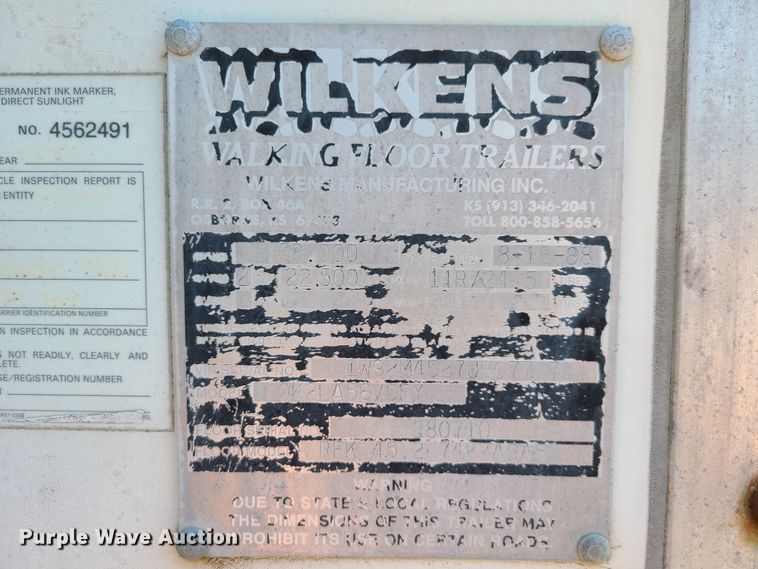 image for item GP9222 1988 Wilkens OK2LA56VCFY walking floor trailer