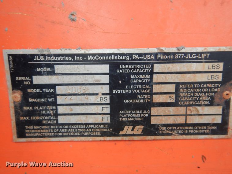 image for item DI0298 2008 JLG 600S  boom lift