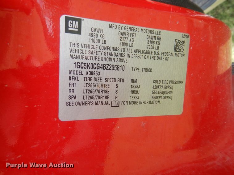 image for item DI0321 2011 Chevrolet Silverado 3500HD  Ext. Cab pickup truck