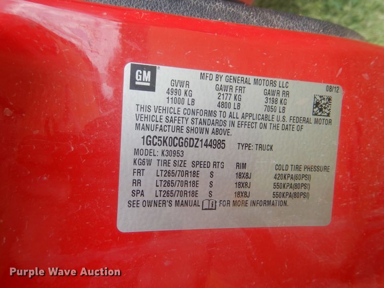 image for item DI0322 2013 Chevrolet Silverado 3500HD  Ext. Cab pickup truck