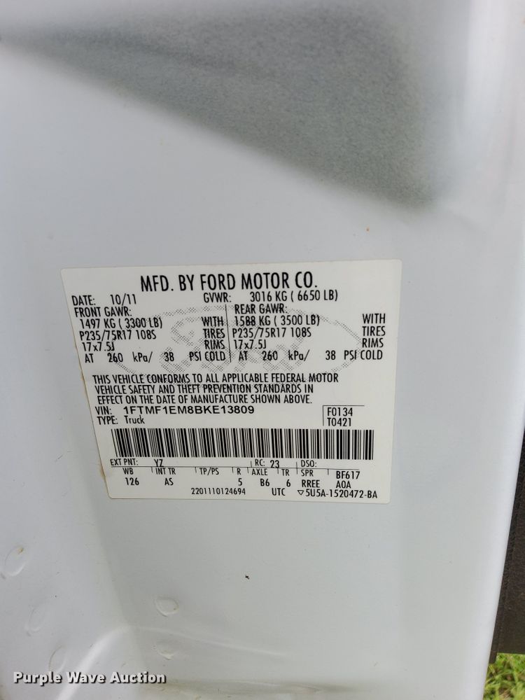 image for item DI0328 2011 Ford F150  pickup truck