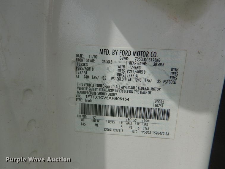 image for item DI0337 2010 Ford F150  SuperCab pickup truck