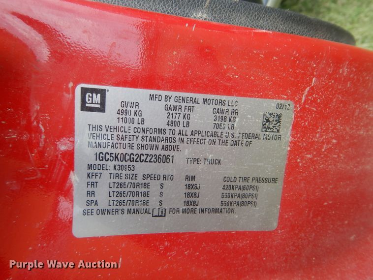 image for item DI0363 2012 Chevrolet Silverado 3500  Ext. Cab pickup truck