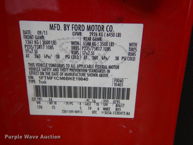 image for item DI0364 2011 Ford F150 XL  pickup truck