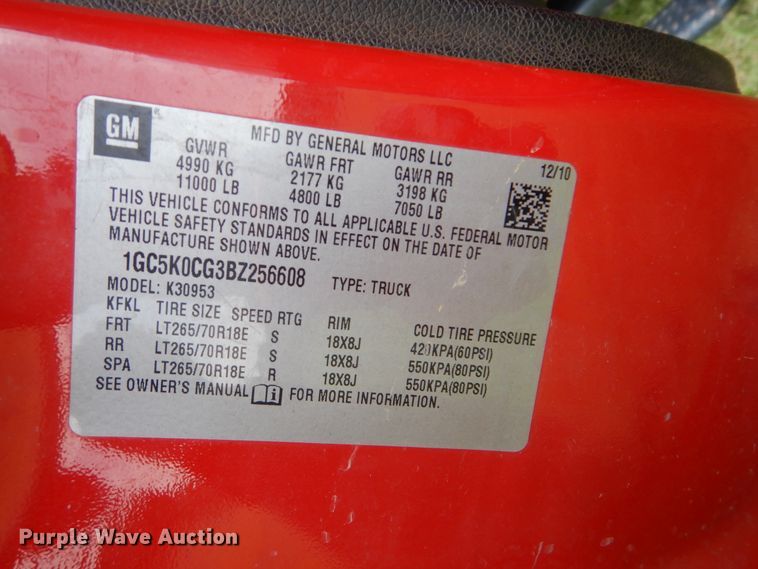 image for item DI0366 2011 Chevrolet Silverado 3500HD  Ext. Cab pickup truck