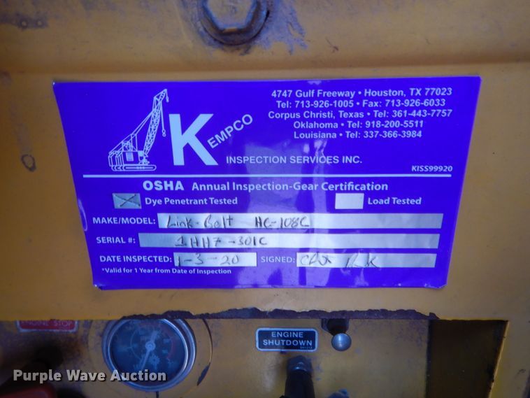 image for item HB9373 1997 FMC Link Belt HC-108C  truck crane