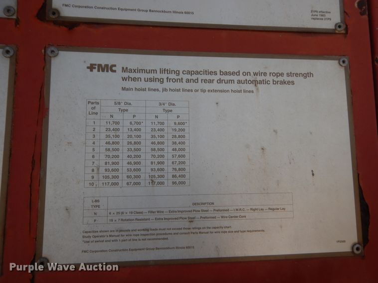 image for item HB9373 1997 FMC Link Belt HC-108C  truck crane