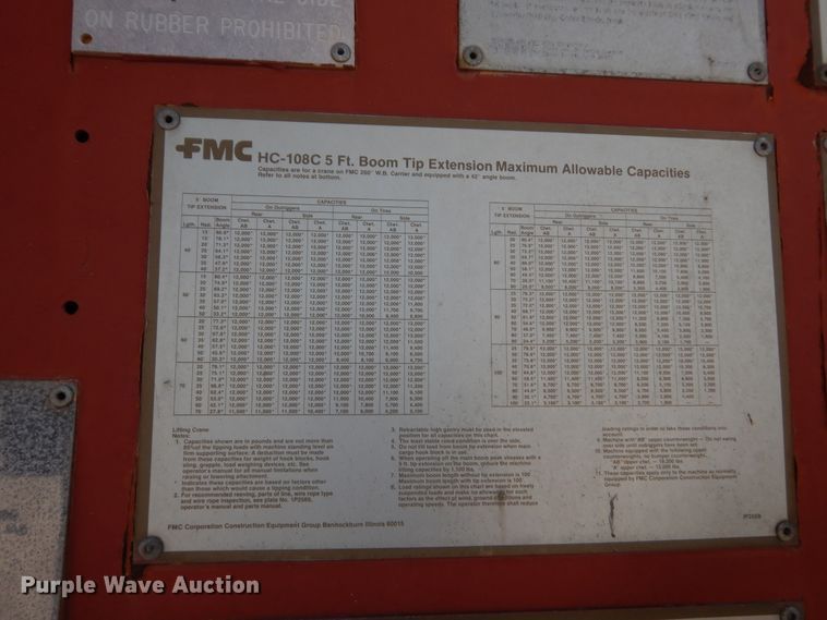 image for item HB9373 1997 FMC Link Belt HC-108C  truck crane