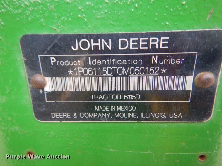 image for item GV9198 2013 John Deere 6115D  MFWD tractor