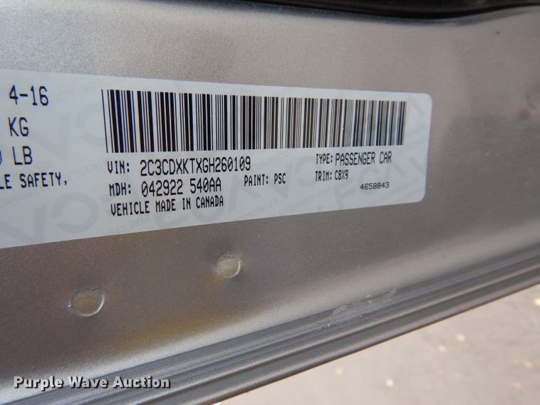 image for item DJ4377 2016 Dodge Charger Police