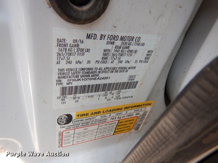 image for item DJ4379 2017 Ford Expedition EL  SUV