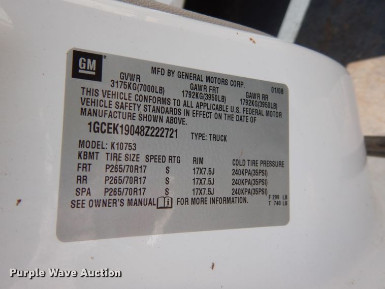 image for item DJ4387 2008 Chevrolet Silverado 1500  Ext. Cab pickup truck