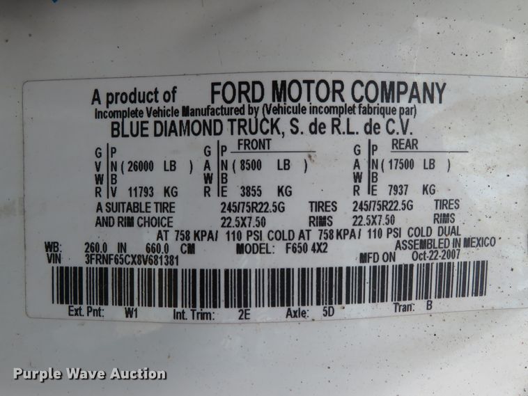 image for item DH1111 2008 Ford F650 Super Duty  box truck