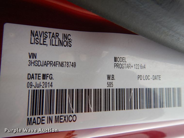 image for item HA9392 2015 International ProStar  semi truck