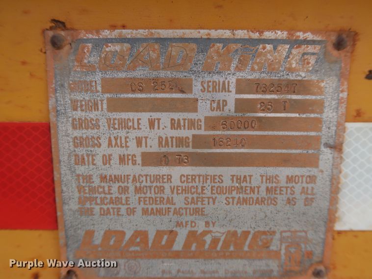 image for item HT9646 1973 Load King CS252 drop deck equipment trailer