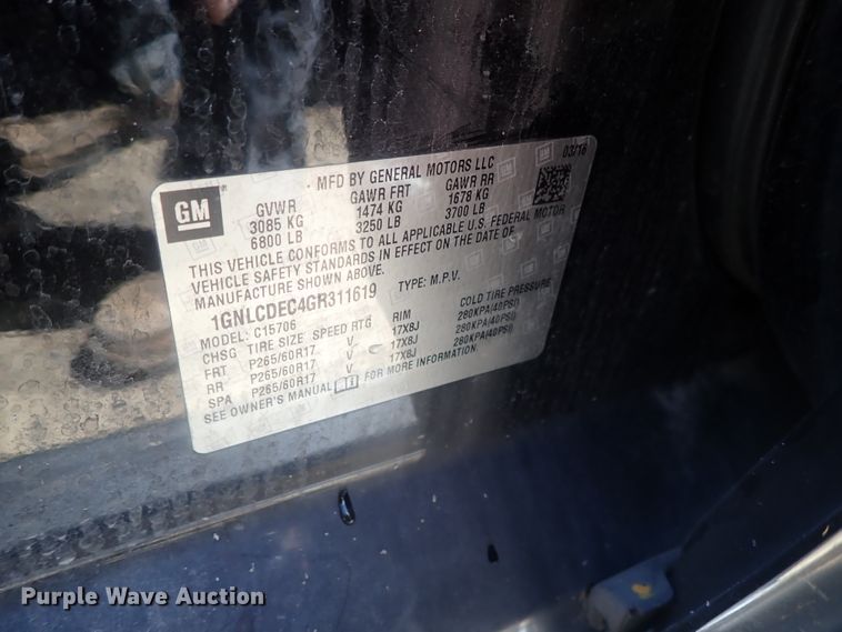 image for item DC1429 2016 Chevrolet Tahoe Police  SUV